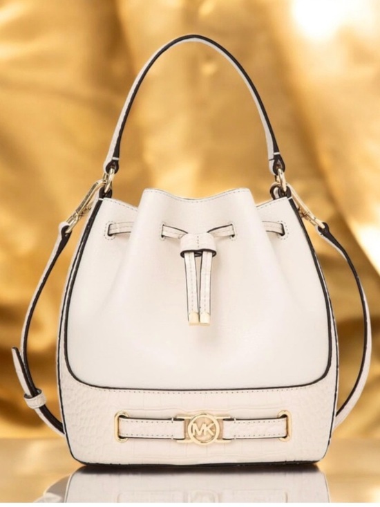 Michael Kors Handbags - Michael Kors Cream Drawstring Bucket Shoulder Bag with Gold Hardware